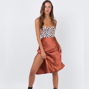 CLEO LAVOE MIDI SKIRT RUST, size 6